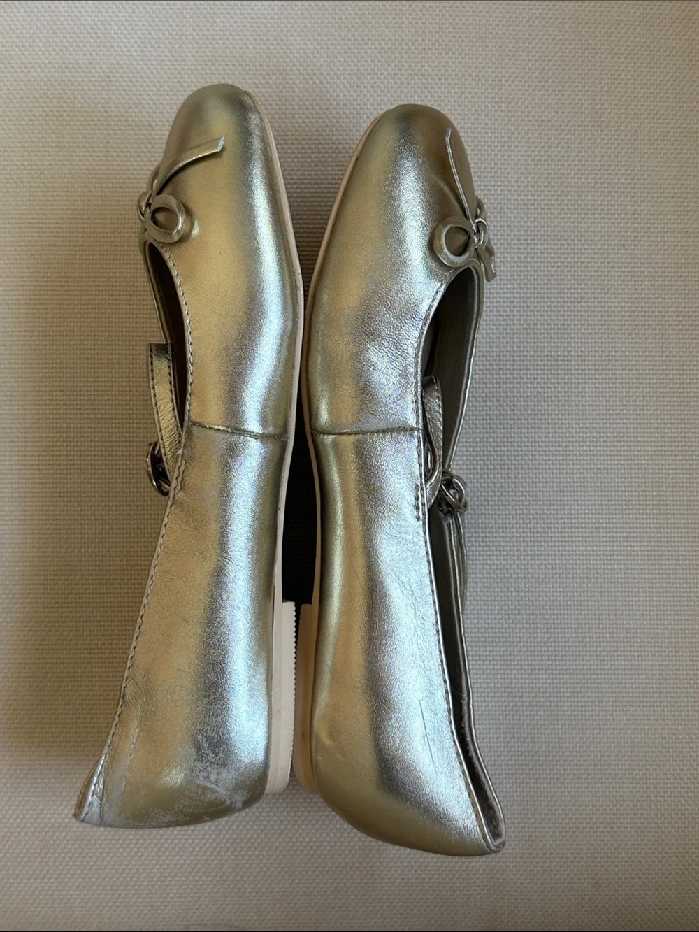 Janie and Jack Metallic Gold Mary Jane Ballet Flats sz 2
